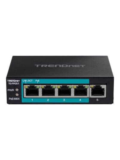 Trendnet Te-Fp051 - Switch - Ikke-Styrt - 4 X 10/100 (Poe+) + 1 X 10/100 - Stasjonær, Veggmonterbar - Poe+ (60 W)