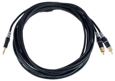 Sommer Cable Hba-3Sc2-0600 Jack / Phono Audio Tilslutningskabel [2X Cinch-Stik - 1X Jackstik 3,5 Mm] 6.00 M Sort