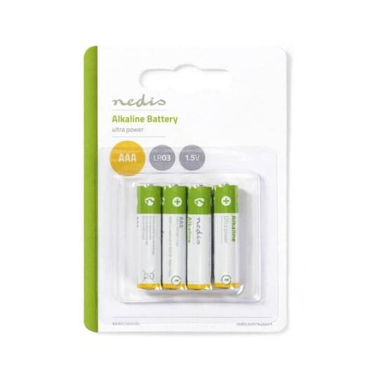 Nedis Baaklr034bl, Engangsbatteri, Aaa, Alkalinsk, 1,5 V, 4 Stykker, Grønn, Hvit, Gult