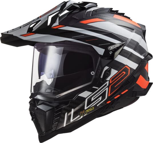 LS2 Adventurehjelm   MX701 EXPLORER C EDGE Svart-Fluo Oransje