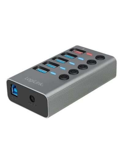 Logilink Ua0386, Usb 3.2 Gen 1 (3.1 Gen 1) Type-B, Usb 3.2 Gen 1 (3.1 Gen 1) Type-A, 5000 Mbit/S, Grå, Aluminium, 60 W