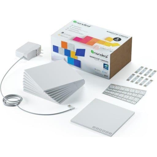 Nanoleaf Canvas Smarter Kit - Trådløst Lyssett - Led X 9 - 1 W - 16 Millioner Farger - 1200-6500 K - Kvadrat