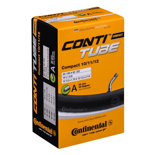 Continental Compact Tube (44-62X194-222) Schrader 34 Mm Vale Is At An 45 Degree Angle, Butyl