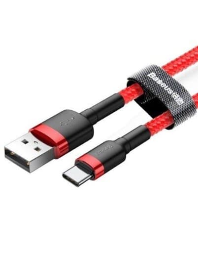 Baseus Catklf-U09, Sort, Rød, Usb A, Usb C, 3 M, Hankjønn, Hankjønn