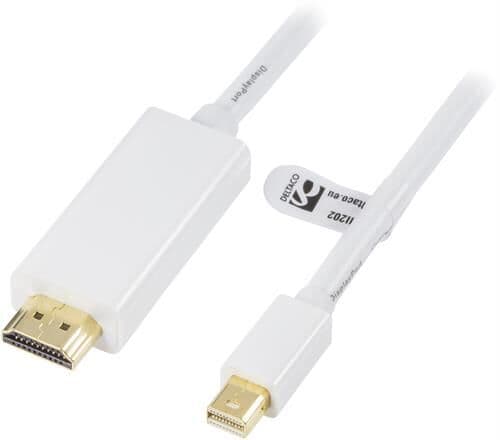 Deltaco - Adapterkabel - Mini Displayport Hann Til Hdmi Hann - 2 M - Hvit