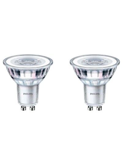 Philips Spot - Led-Pære For Søkelys - Gu10 - 3.5 W (Ekvivalent 35 W) - Klasse F - Varmt Hvitt Lys - 2700 K (En Pakke 2)