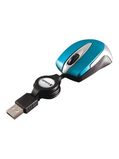 Verbatim Go Mini Optical Travel Mouse - Mus - høyre- og venstrehåndet - optisk - kablet - USB - karibisk blå