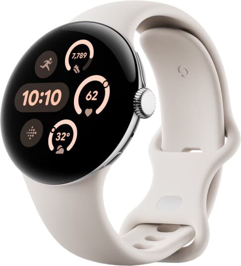 Google Pixel Watch 3 - 41 Mm - Polert Sølvaluminium - Smartklokke Med Aktivt Bånd - Fluorelastomer - Porselen - Båndbredde: L - 32 Gb - Bluetooth, Wi-Fi 6, Nfc, Uwb, Lte - 4G - 31 G