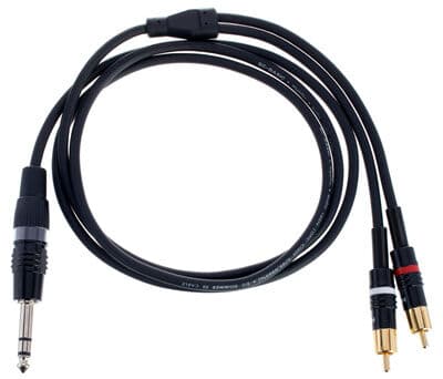 Sommer Cable Hbp-6Sc2-0150 Jack / Phono Audio Tilslutningskabel [2X Cinch-Stik - 1X Jackstik 6.3 Mm (Stereo)] 1.50 M Sort