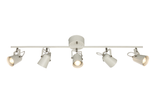 Aneta Lighting METZ takspot 5-lys rett, hvit/stål, RAL9003, 5xGU10