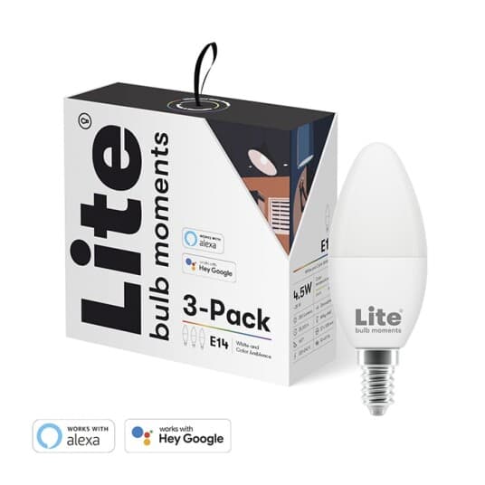 Lite Bulb Moments E14 C35 Rgb 2700 - 6500K 4,5W Mælkehvid Kertel Lyskilde Wi-Fi 3 Pakke