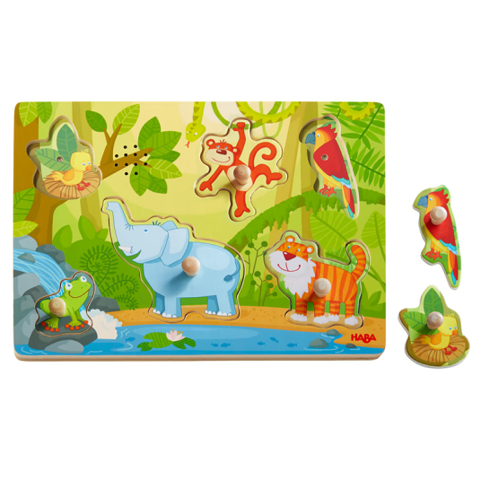 Haba Sounds - Clutching Puzzle In The Jungle, 6 Stykker, Dyr, 2 År