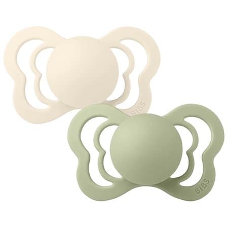 BIBS® Soother Couture Ivory/Sage Latex 0-6 måneder, 2 stk.