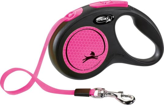 Flexi New Neon Bånd S, 5M, 15Kg, Black/Neon Pink