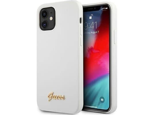 Guess Guhcp12slslmgwh Iphone 12 Mini 5.4, Hvit/Hvit Hardt Deksel Metalllogo Script