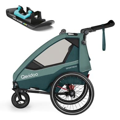 Qeridoo ® Sportrex 2 Sykkelvogn Limited Edition Mineral Blue 2023 Collection inkludert ski