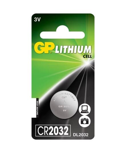 Gp Batteries Lithium Cell Cr2032, Engangsbatteri, Cr2032, Lithium, 3 V, 1 Stykker, Rustfritt Stål