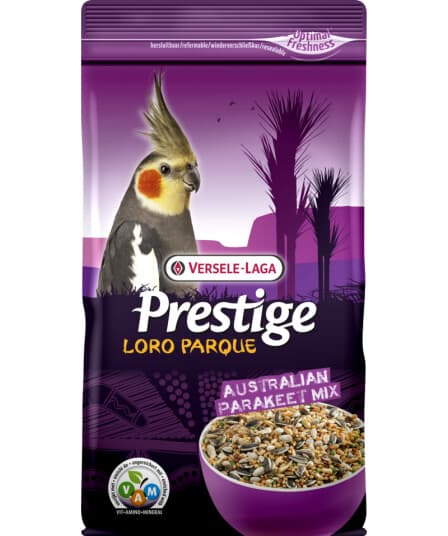 Versele-Laga Loro Parque Australian Parakeet Mix, Frø, 1 Kg, Parakitt, Vitamin A, Vitamin B1, Vitamin B12, Vitamin B2, Vitamin B3, Vitamin B6, Vitamin D3, Vitamin E,..., Yellow Millet, Peeled Oats, White Millet, Striped Sunflower Seeds, Safflower, C