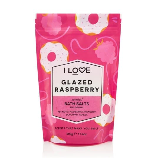 I Love_Scented Bath Salts Beroligende Og Avslappende Badesalt Glasert Bringebær 500G