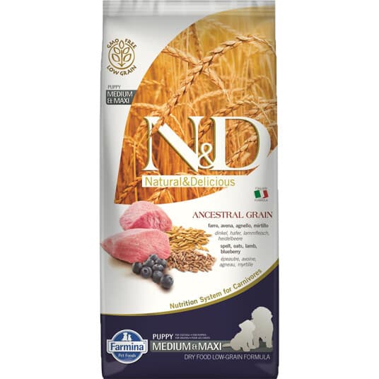 Farmina N&D Ancestral Grain Puppy Medium&Maxi Lamb - Tørfoder Til Hunde - 12 Kg