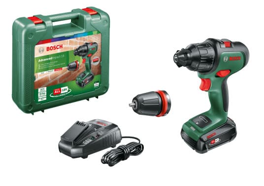 Bosch Advanced Impact 18 - Hammerbor/Driver - Trådløs - 2 Hastigheter - Nøkkelfri Borhylse 13 Mm - 36 N·M Inkludert Lader - 18 V