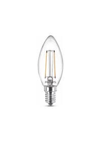 Philips - Led-Filamentlyspære - Form: B35 - Klar Finish - E14 - 1.4 W (Ekvivalent 15 W) - Klasse F - Varmt Hvitt Lys - 2700 K