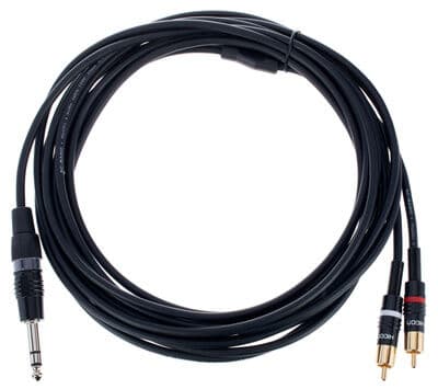 Sommer Cable Hbp-6Sc2-0600 Jack / Phono Audio Tilslutningskabel [2X Cinch-Stik - 1X Jackstik 6.3 Mm (Stereo)] 6.00 M Sort