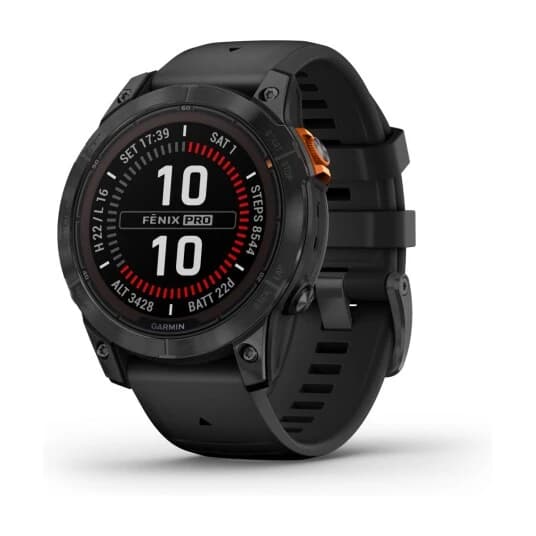 Garmin Fenix 7 Pro Solar - 47 Mm - Skifergrå - Sportsur Med Bånd - Silikon - Svart - Håndleddstørrelse: 125-208 Mm - Display 1.3" - 32 Gb - Bluetooth, Wi-Fi, Ant+ - 79 G