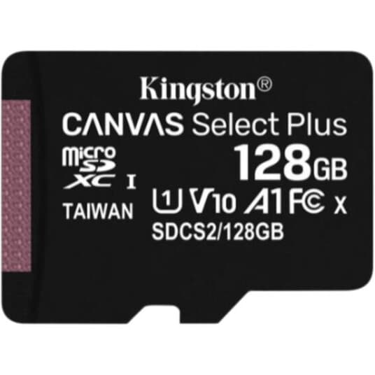 Kingston Canvas Select Plus - Flashminnekort - 128 Gb - A1 / Video Class V10 / Uhs Class 1 / Class10 - Microsdxc Uhs-I