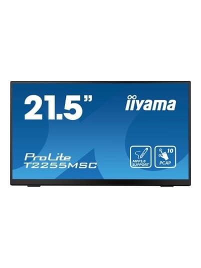 Iiyama Prolite T2255msc-B1 - Led-Skjerm - 21.5" - Berøringsskjerm - 1920 X 1080 Full Hd (1080P) @ 60 Hz - Ips - 400 Cd/M² - 1000:1 - 5 Ms - Hdmi, Displayport - Høyttalere - Matt Svart