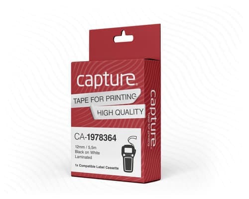 Capture 1978364 D1 Compatible 12Mm X 5.5M Black On White Labeltape