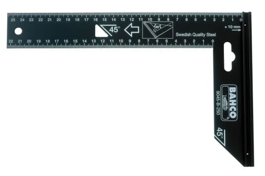 Bahco 9045-B-200, Lindefjeldvinkel, Svart, Stål, Cm, Mm Fiber, 1 Mm, 22 Cm