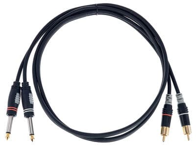 Sommer Cable Hba-62C2-0150 Jack / Phono Audio Tilslutningskabel [2X Jackstik 6.3 Mm (Mono) - 2X Cinch-Stik] 1.50 M Sort