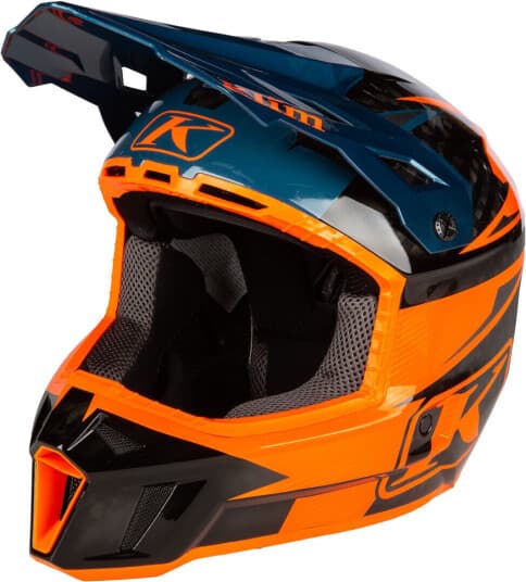 KLIM Crosshjelm  F3 Carbon Pro Striker Petrol Oransje