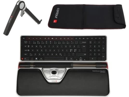 Travelkit - Contour Rollermouse Red Plus Wireless - Inkl. Balance Keyboard, Neopren Sleeve Og Laptop Stand (Sæt)