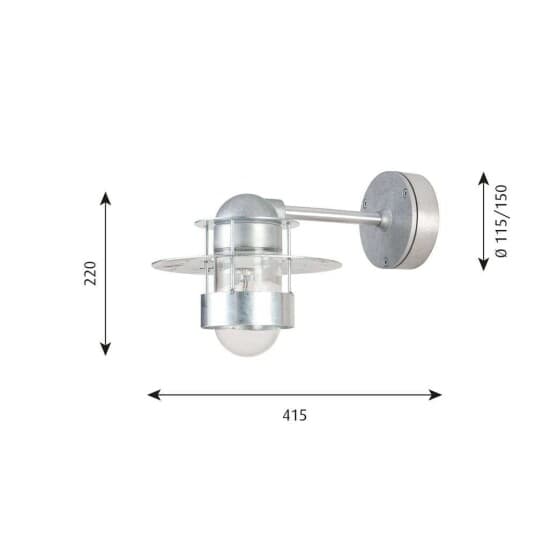 Louis Poulsen Albertslund Short - Vegg/taklampe - E27 - 100 W - blank, galvanisert