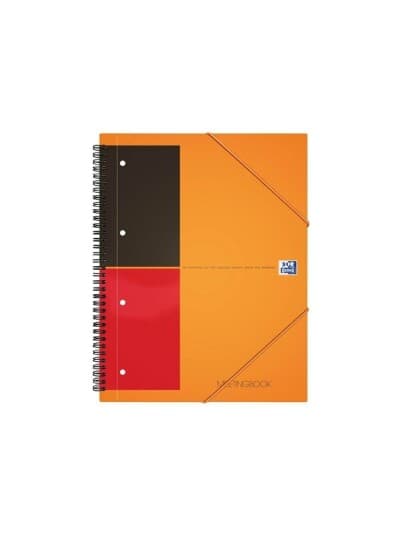 Oxford International Meetingbook A4+ - Notisbok - Spiralbundet - 80 Ark / 160 Sider - Hvitt Papir - Linjert - Flerhullet - Oransje Perm - Polypropylen (Pp)