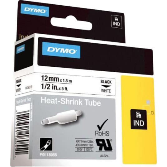 Dymo - Polyolefin - Svart På Hvitt - Rull (1,2 Cm X 1,5 M) 1 Rull(Er) Hylser - For Rhino 4200, 6000, 6000 Hard Case Kit