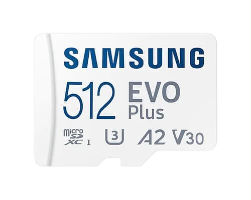 Samsung Evo Plus Mb-Mc512ka - Flashminnekort (Microsdxc Til Sd-Adapter Inkludert) - 512 Gb - A2 / Video Class V30 / Uhs-I U3 / Class10 - Microsdxc Uhs-I - Hvit