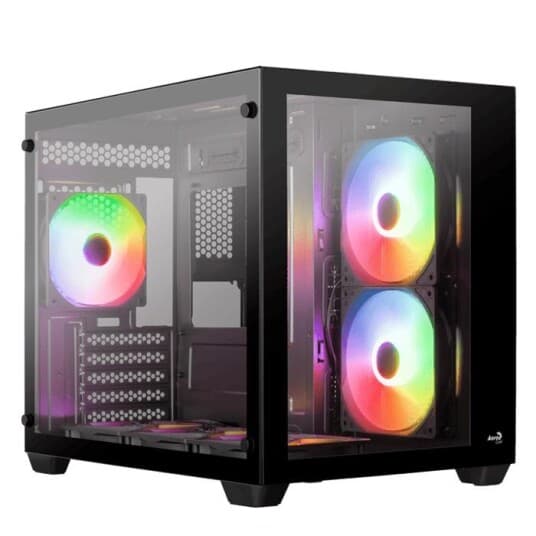 Aerocool Dryft Mini V2 - Mid Tower - Micro Atx - Sidepanel Med Vindu (Herdet Glass) - Ingen Strømforsyning (Atx) - Svart - Usb/Lyd