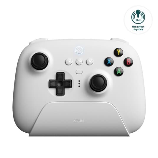 8Bitdo Ultimate - Med Ladedokk - Håndkonsoll - Trådløs - 2.4 Ghz/Bluetooth - Hvit - For Pc, Android, Raspberry Pi, Steam