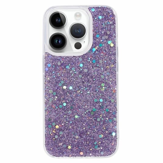 iPhone 15 Pro Deksel Glitterpaljetter Lilla