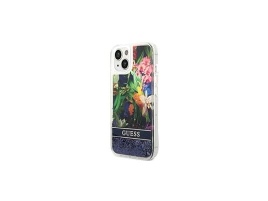 Dėklas Guess Hardcase Flower Liquid Glitter Guhcp14mlflsb Galinis Dangtelis, Apple, Iphone 14 Plus, Mėlyna, 6,7 "