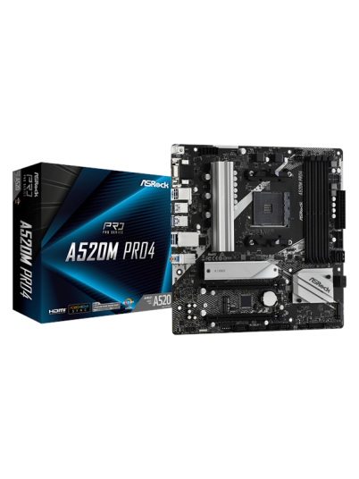 ASRock A520M Pro4 - hovedkort - mikro ATX - Socket AM4 - AMD A520