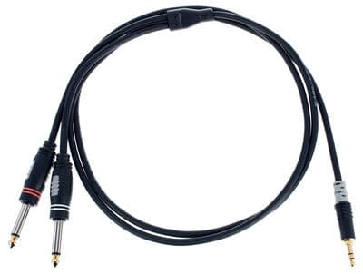 Sommer Cable Hba-3S62-0150 Jack Audio Tilslutningskabel [1X Jackstik 3,5 Mm - 2X Jackstik 6.3 Mm (Mono)] 1.50 M Sort