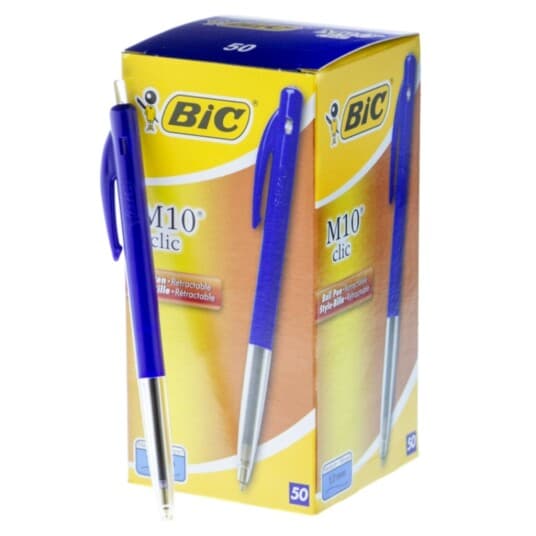 Bic M10 Clic - Kulepenn - Blå - 1 Mm - Medium - Retraktil (En Pakke 50)