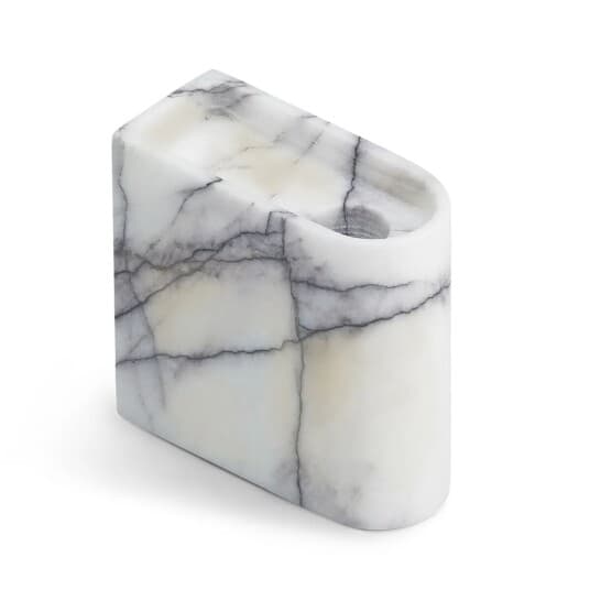 Northern Monolith lysholder low Mixed white marble