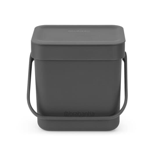 Brabantia Sort & Go - Søppelbøtte - Flipp-Lokk - 3 L - Håndtak - Grå