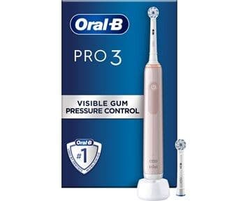 Oral-B Elektrisk tannbørste | Pro3 3400N | Lader | For voksne | Antall børster inkludert i hodet er 2 Antall tannpussmoduser 3 | Rosa Sensitive