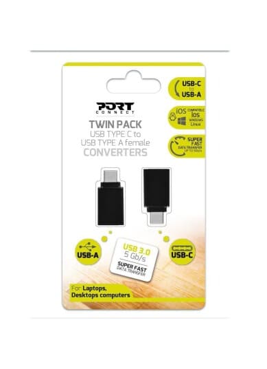 Port Connect - Usb-Adapter - Usb-Type A (Hunn) Til 24 Pin Usb-C (Hann) - Usb 3.1 (En Pakke 2)